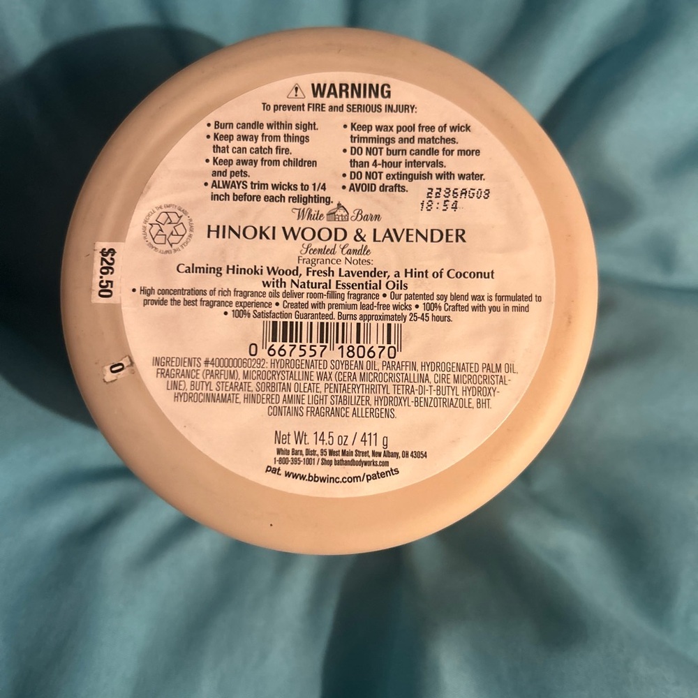 Bath and Body Works Hinoki Wood & Lavender 3-Wick Candle - Picture 5 of 5